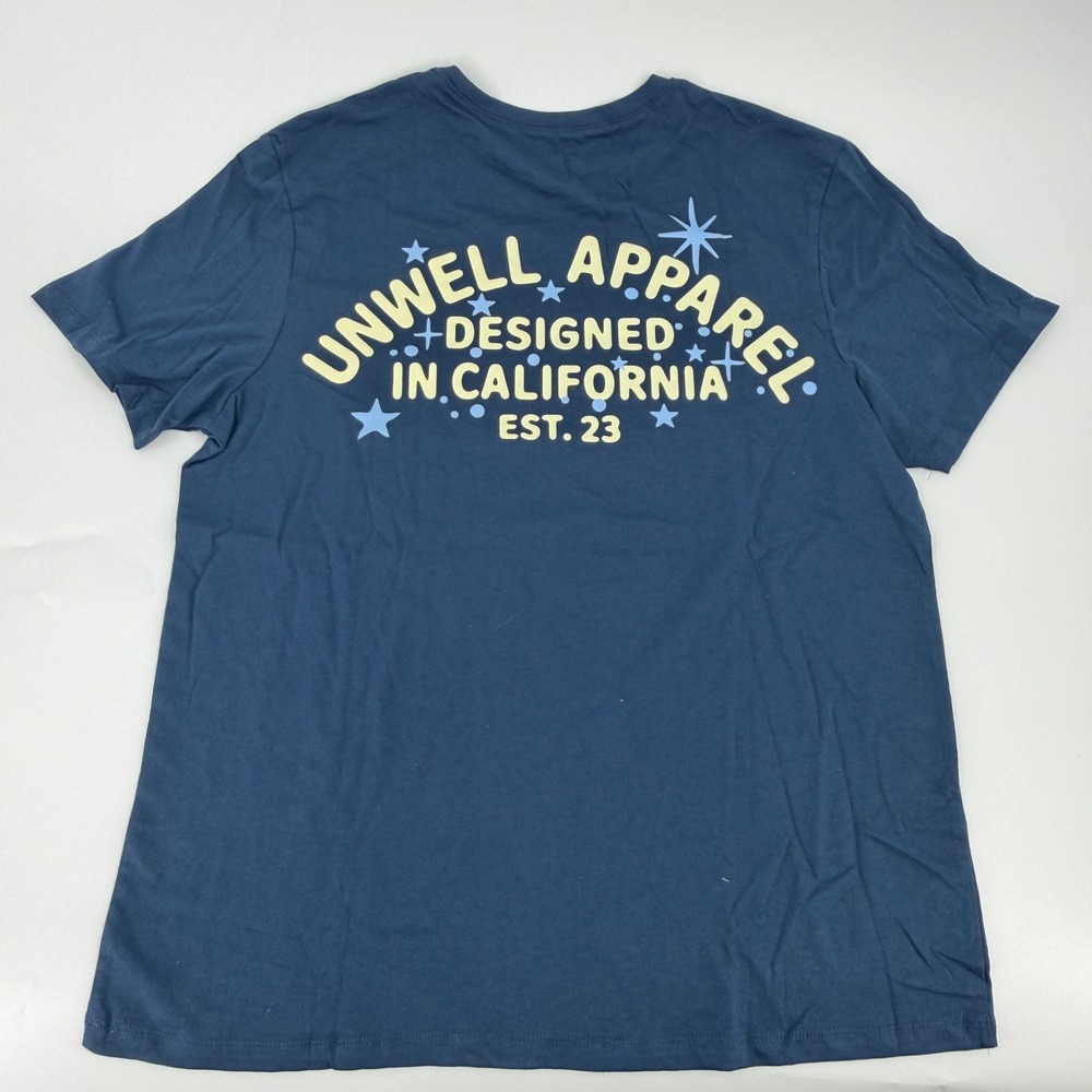 Unwell Apparel Graphic Tee Designed In California Modern Womens Size Medium Blue